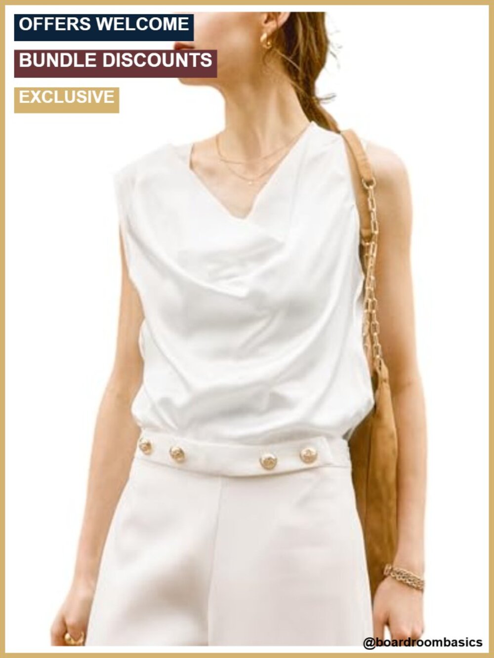 Mulberry Silk Camisole Cowl Neck Tank Top Sleeveless Slim Fit Women's Luxury